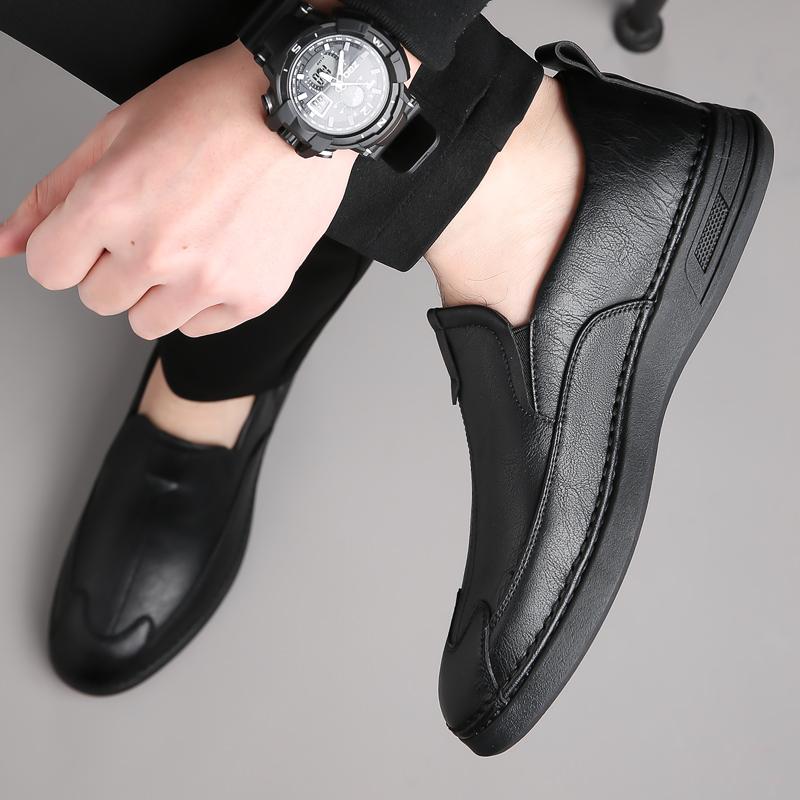 Кожаные мужские туфли Slip on Повседневные мокасины Итальянские мягкие мужские деловые мокасины Дышащие туфли-лодочки мужские туфли на плоской подошве Zapatos Hombre