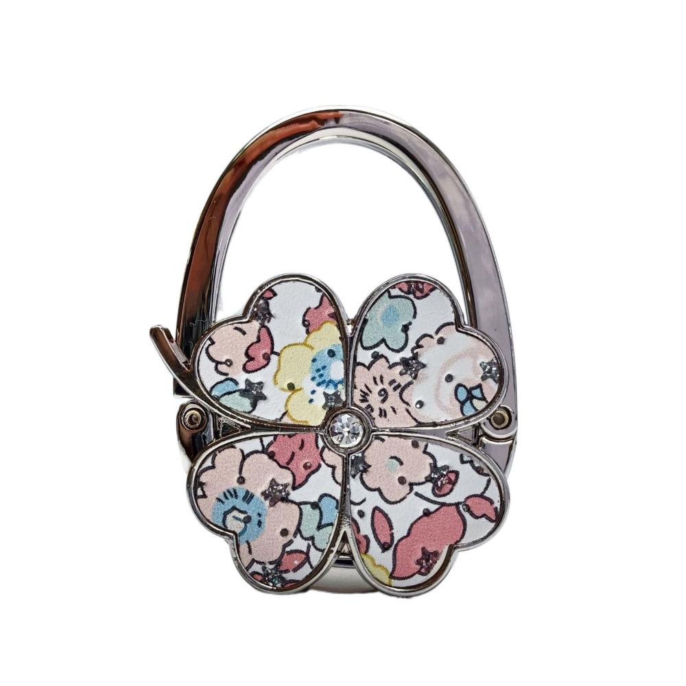 Прочный складной крючок для сумочки в виде четырехлистного клевера, креативный и красивый держатель для сумочки на стол.