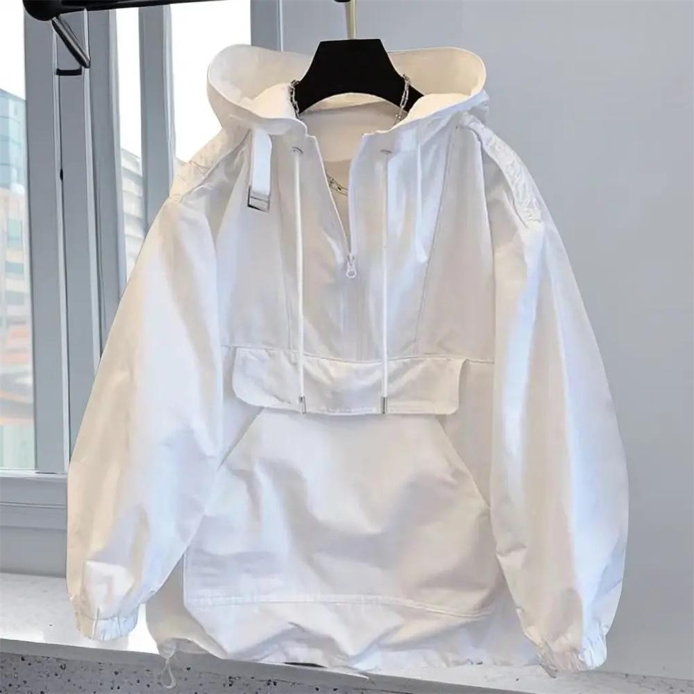 Korean Fashion Couple Wear Men's Jacket Windbreaker Design Casual Loose Coat Trend Spring Autumn Hooded Charge Coat