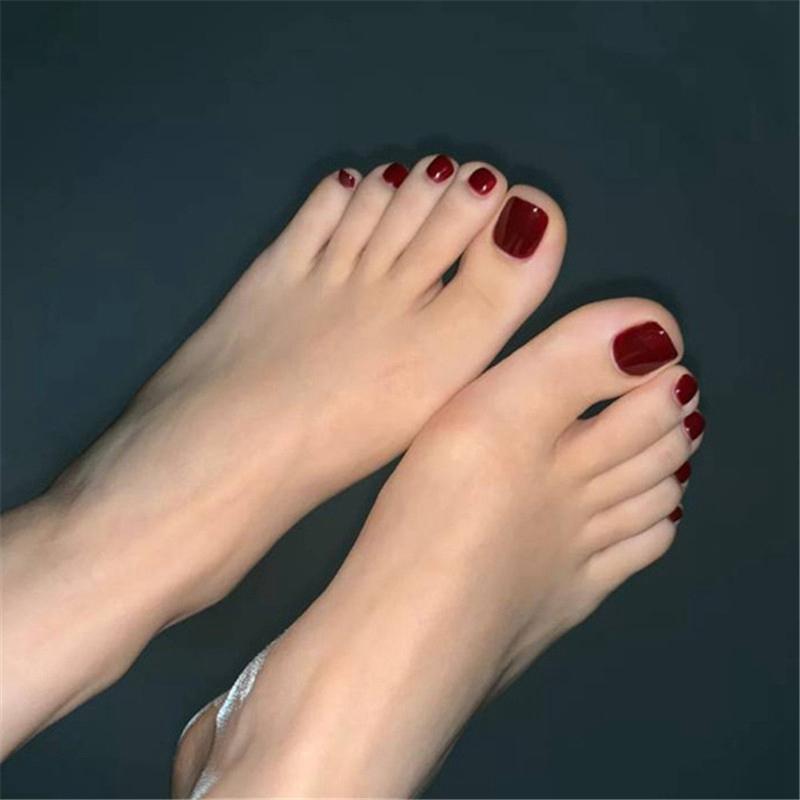 Съемные, удобные, с полным покрытием, накладные ногти на ногах, желейный клей, несколько цветов, однотонные накладные ногти на ногах