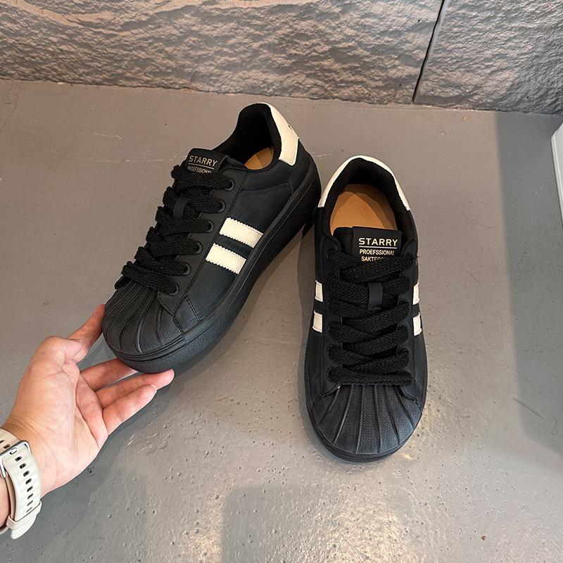 Color-polished Leather Little White Shoes Women's Autumn New Flat-bottomed Sports Shell-head Women's Shoes Are Not Tired of Casual Shoes