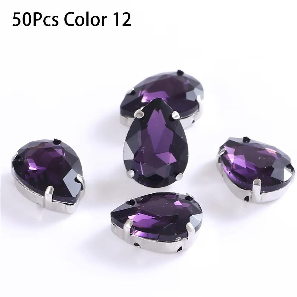 50Pcs/Pack Teardrop Shape Glitter Sewing Rhinestones Diamond Beads Ornament For Needlework