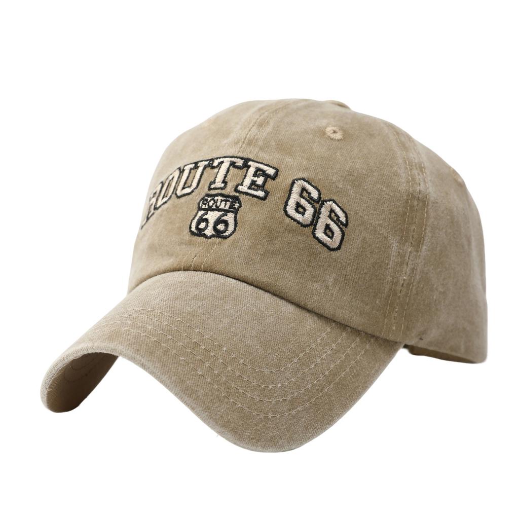 ROUTE letter embroidered baseball cap women's summer washed old sunscreen cap men's cotton embroidered sun hat