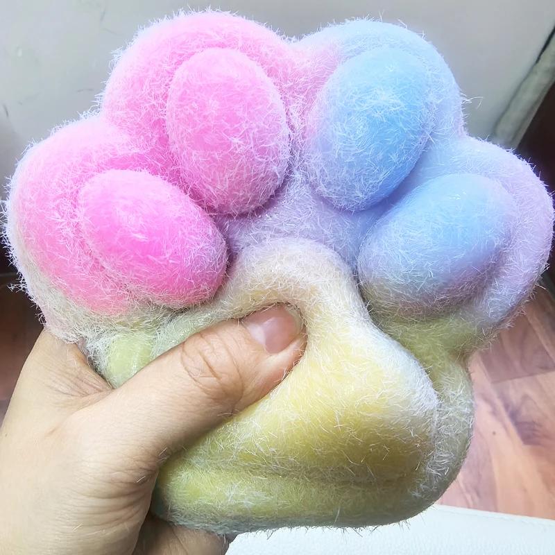 14 см Цветной градиент Кошачья лапка Зажим Игрушка-антистресс Мягкая Игрушка-потряска Очень большая Кошачья лапка Игрушка для снятия стресса Медленный отскок Кошачий коготь