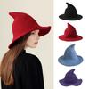 Halloween Witch Hat for Women Felt Wide Brim Foldable Pointed Wizard Hat for Party Masquerade Cosplay Costume Accessory