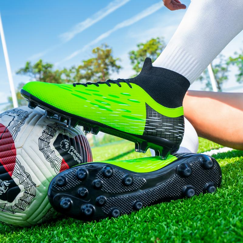 Football Shoes 34-45 Men's High-top Football Shoes Large Size Children's Artificial Lawn   Long Nail Green Football Boots Training Black Sneakers