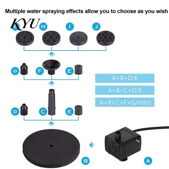 Bird Bath Fountain Pump Solar for Bath, Powered with Multiple Water Nozzles, 5.12" Floating Garden Pond Pool Fish Tank Automatic Feature