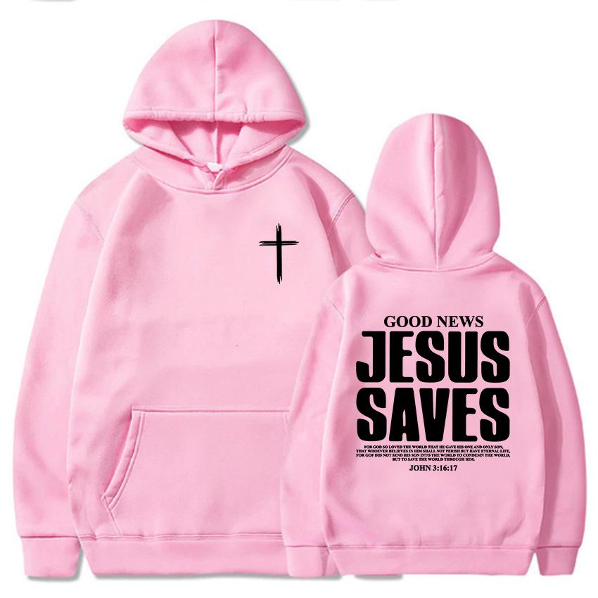 Jesus Saves John Hoodies Christian Bible Verse Sweatshirts Men Women Clothes Winter Comfortable Pocket Pullovers Graphic