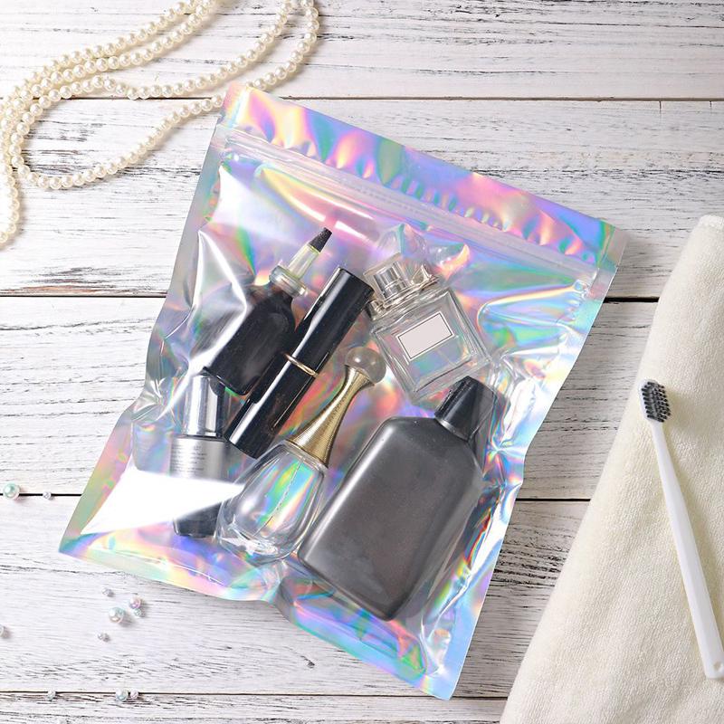 100pcs Resealable Laser Bags For Necklace Food Storage Bags Pouch Bag Necklace Jewelry Gift Packaging Kitchen Storage Bag