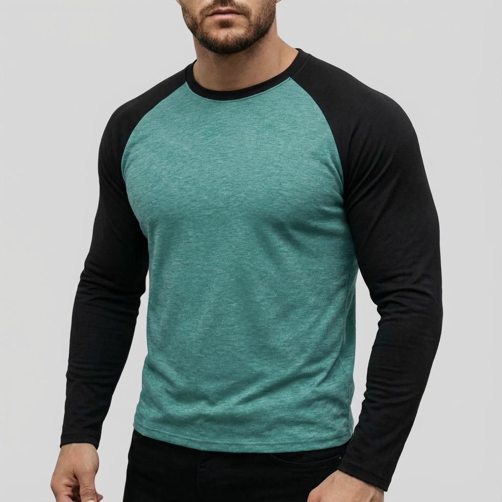 Мужская футболка с длинным рукавом реглан, color block, повседневная, базовый слой