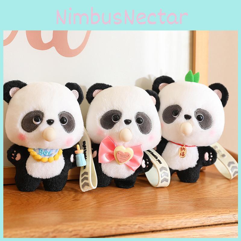 Cuddly Plush Panda Keychain Stuffed Bubble Blowing Designs Collectible Gifts