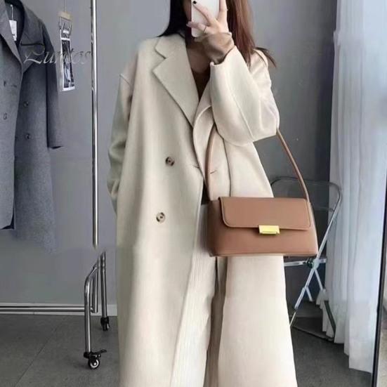 Женское зимнее пальто, двубортное, с отложным воротником, длинными рукавами, на пуговицах, свободный кардиган, шерстяное пальто средней длины для активного отдыха