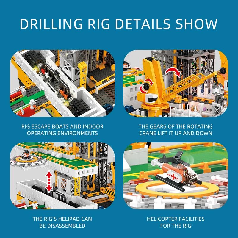 3271 шт. Морские нефтяные скважины Строительные блоки Модель буровой платформы Светящиеся кирпичики Настольные украшения Детские развивающие игрушки DIY Подарок