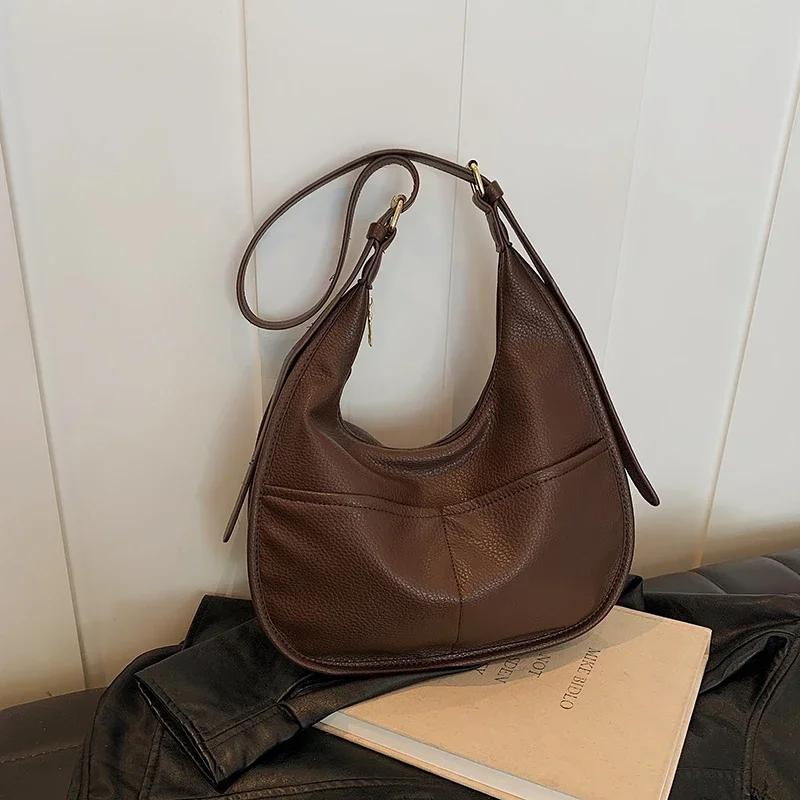 Высококачественная фактурная сумка для женщин большой вместимости, новая осенне-зимняя ретро-сумка через плечо, повседневная водоизмещающая сумка