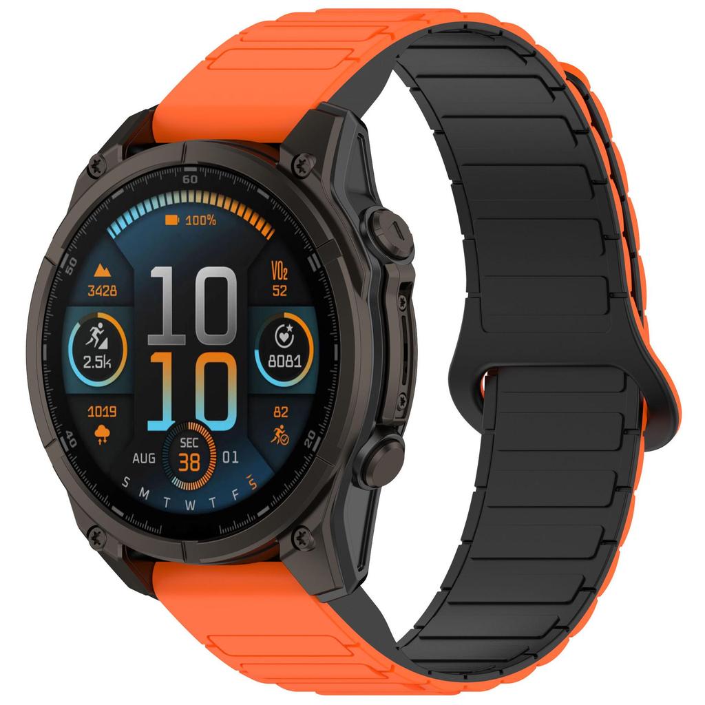 Two-Color Magnetic Quick-Release Silicone Watch Band for Garmin Fenix 8/7X/7S/6X/5S Plus