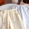 Брюки для девочек ясельного возраста Осень Новые Жемчужный бантик Вышивка Спортивные штаны для маленьких девочек Свободные Эластичная талия Детские Брюки для девочек ясельного возраста