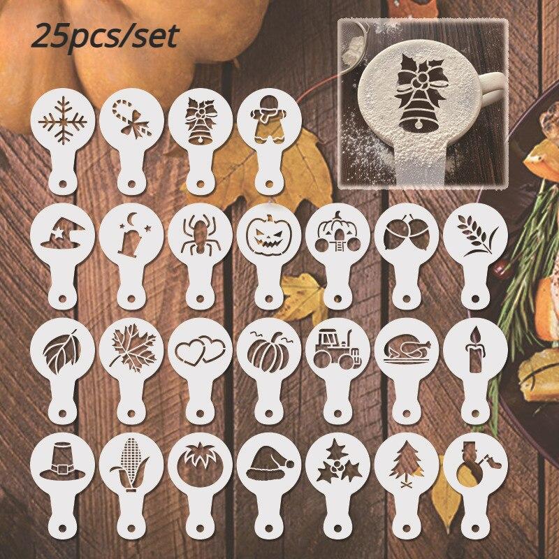 20-25 шт./набор Шаблон для кофейной формы для Дня благодарения Рождества Хэллоуина Шаблоны трафаретов Трафарет для торта Шаблон для скрапбукинга