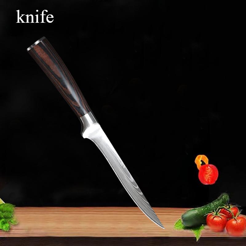 6-дюймовый нож для обвалки Damascus Laser Grain Chef's Knife Удобный домашний нож из нержавеющей стали Кухонный нож для резки Нож для чистки фруктов