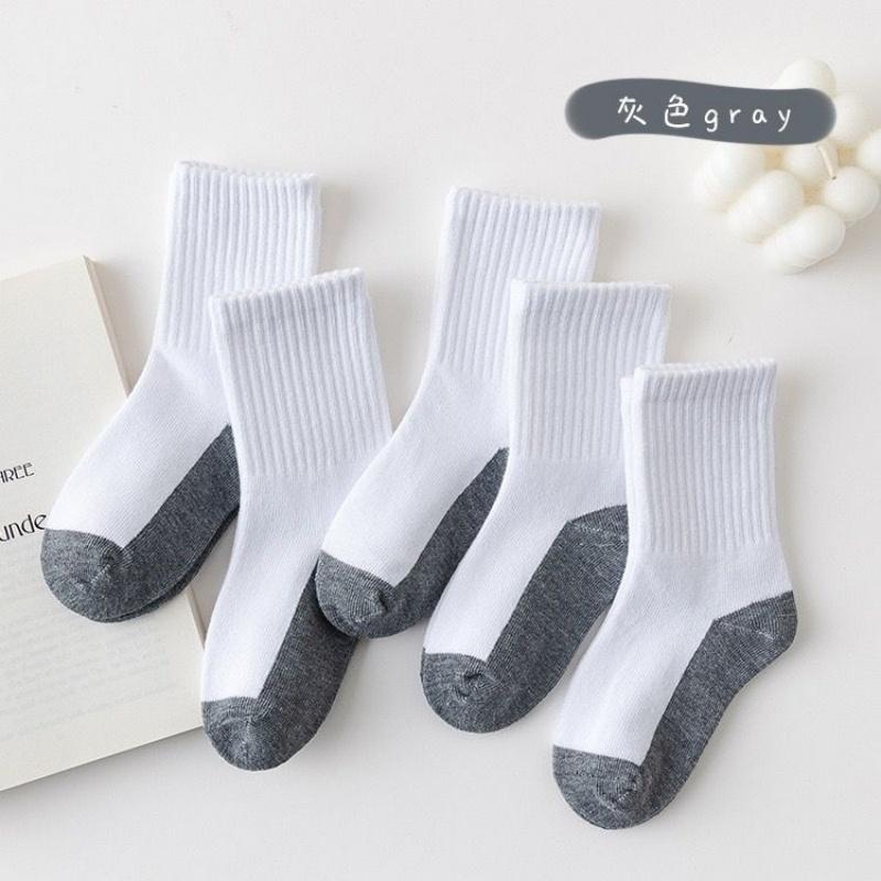 5pairls 3-12Yrs Kids Plain Socks for Boy Girl Sport Socks Children White Grey Black Sock