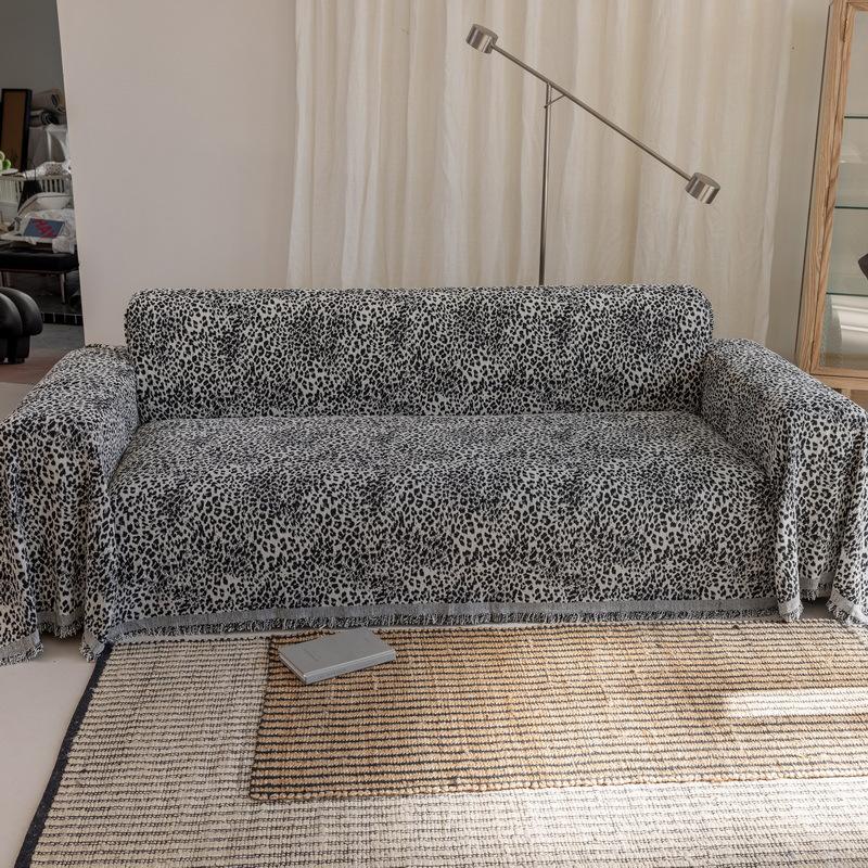 -Leopard Print Chenille Sofa Towel Cover, Throw Blanket, Anti Scratch, Couch Slip Covers, One Piece, Universal All Season