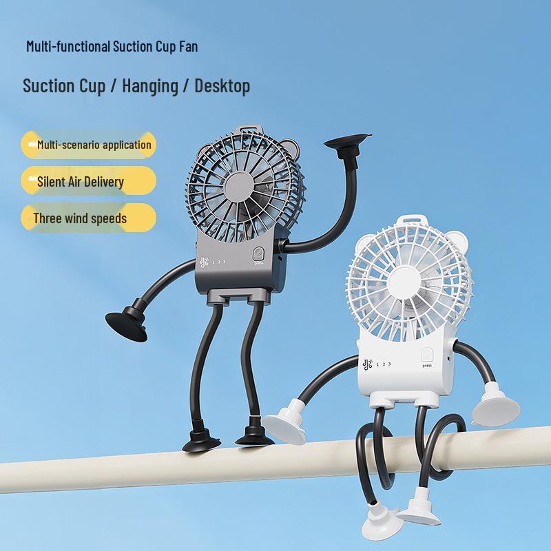 Octopus Suction Cup USB Mini Fan: Quiet, Portable, Universal for Desktop and Kitchen.