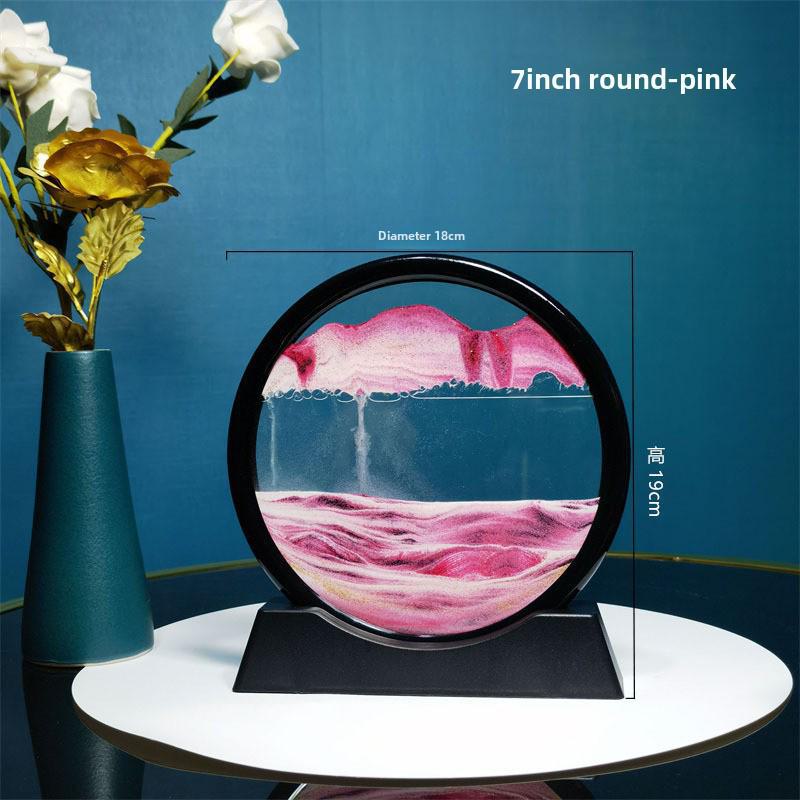 Creative 3D Quicksand Painting Round Glass Craft Hourglass - Unique Desktop Ornament Gift