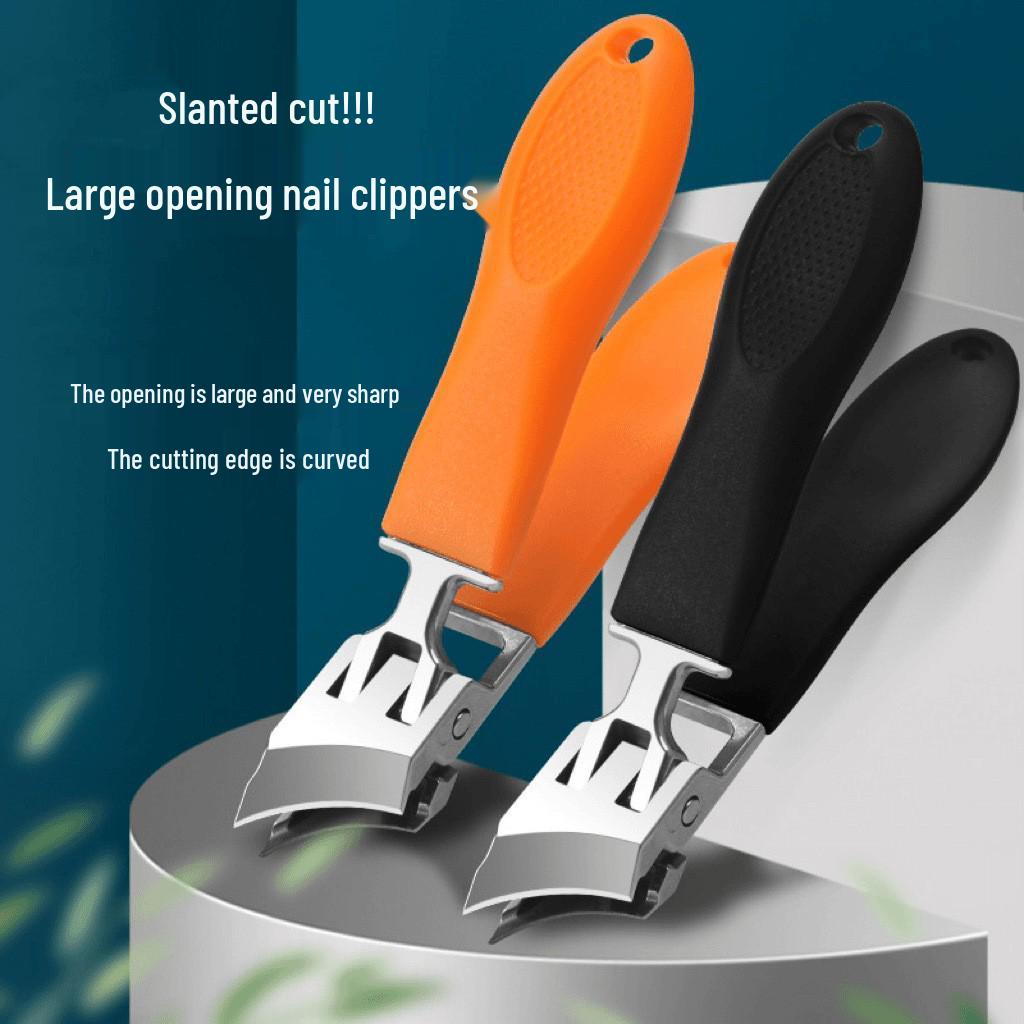 High-Grade Anti-Splash Angled Nail Clippers Set - Large Opening, Three-Piece for Grooved Nails