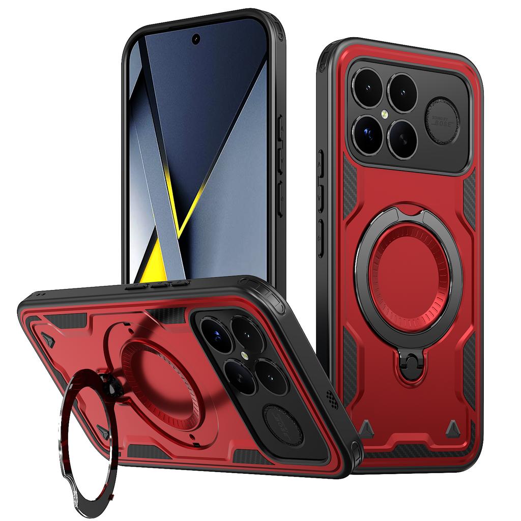 Бронированный противоударный чехол Fundas для Xiaomi Poco F8 Pro Ultra Redmi K90Pro Max 360° Вращающаяся магнитная подставка ТПУ Пластиковая крышка для телефона