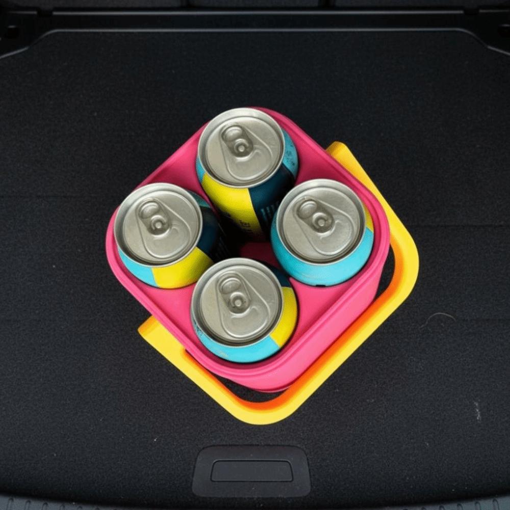 Square Travel Insulated Cooler Case 4-Can Thermal Drink Box Portable Drink Freezer Outdoor