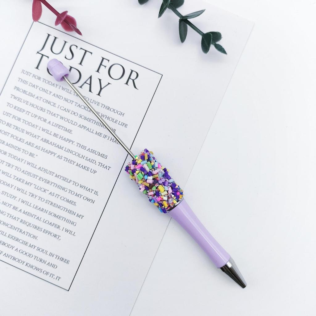Милая вращающаяся ручка с бусинами - Разноцветная конфета Игла DIY Party Pen