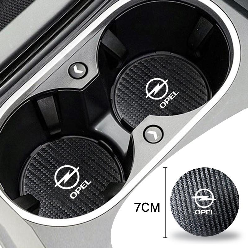 2Pc Car Logo Leather Water Cup Pad Anti-noise Coaster Mat For Opel Astra Insignia Corsa Zafira Meriva Mokka Vivaro Vectra Antara