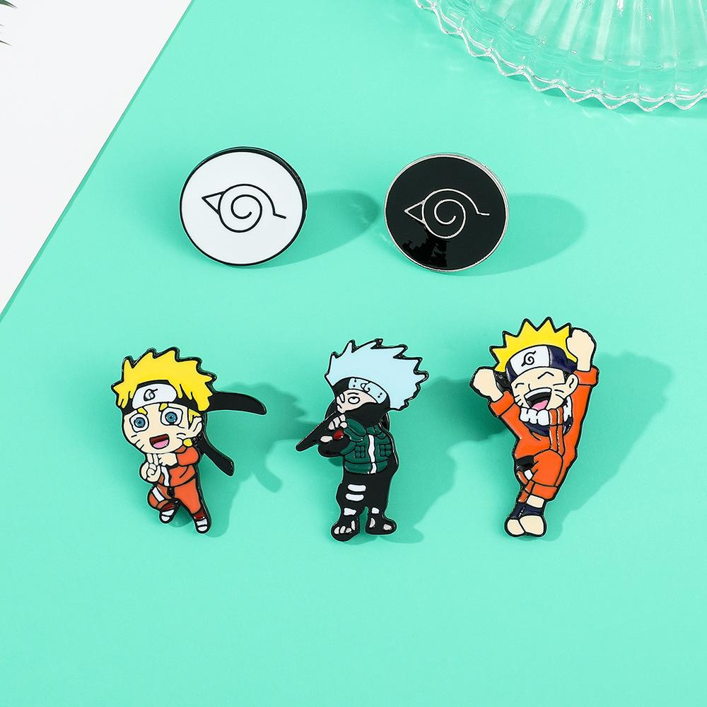 1 Set New Naruto Q Anime Merchandise Japanese Metal Cartoon Brooch Badge Clothing Cute Accessories Toys Anime Cartoon