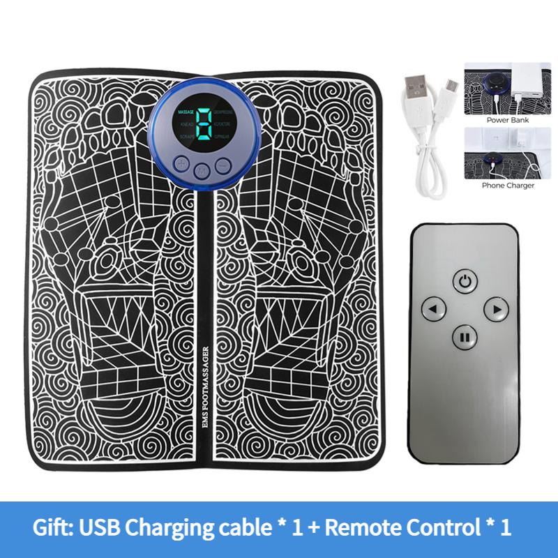 HOMZY Массажный коврик для ног с USB-зарядкой, светодиодный цифровой дисплей, 19 режимов, 8 скоростей, электрический массажер для стоп EMS, подушка для снятия мышечного напряжения