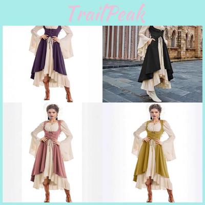 Европейское средневековое сценическое платье в стиле барокко из полиэстеровой ткани с вставками для театральных представлений