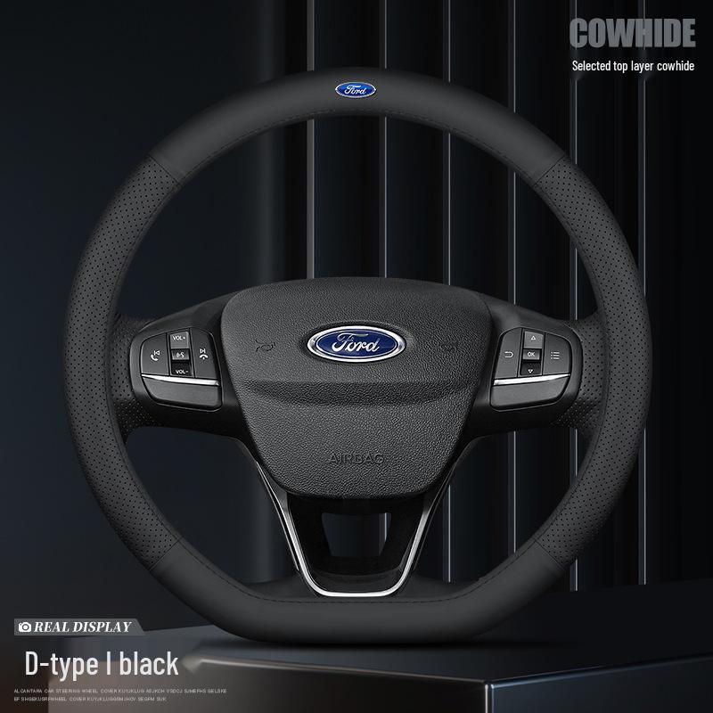 Премиальная накладка на руль из натуральной кожи для Ford – Ультратонкая, противоскользящая, подходит для моделей Edge, Focus и Yi Bo