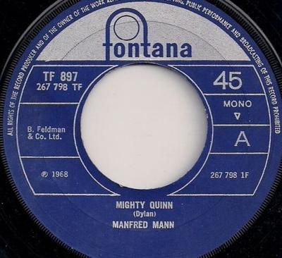 7-дюймовая пластинка MANFRED MANN - Mighty Quinn TF897 Fontana 1968 UK Rock Б/у