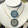 30mm Big Disco Charm Micro Pave Cubic Zirconia Nano Turquoise Bohemia Necklace