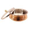 Hammered Steel Copper Casserole Donga Bowl With Glass Lid, Tableware & Serveware, 1350 Ml, Hammered, Polished