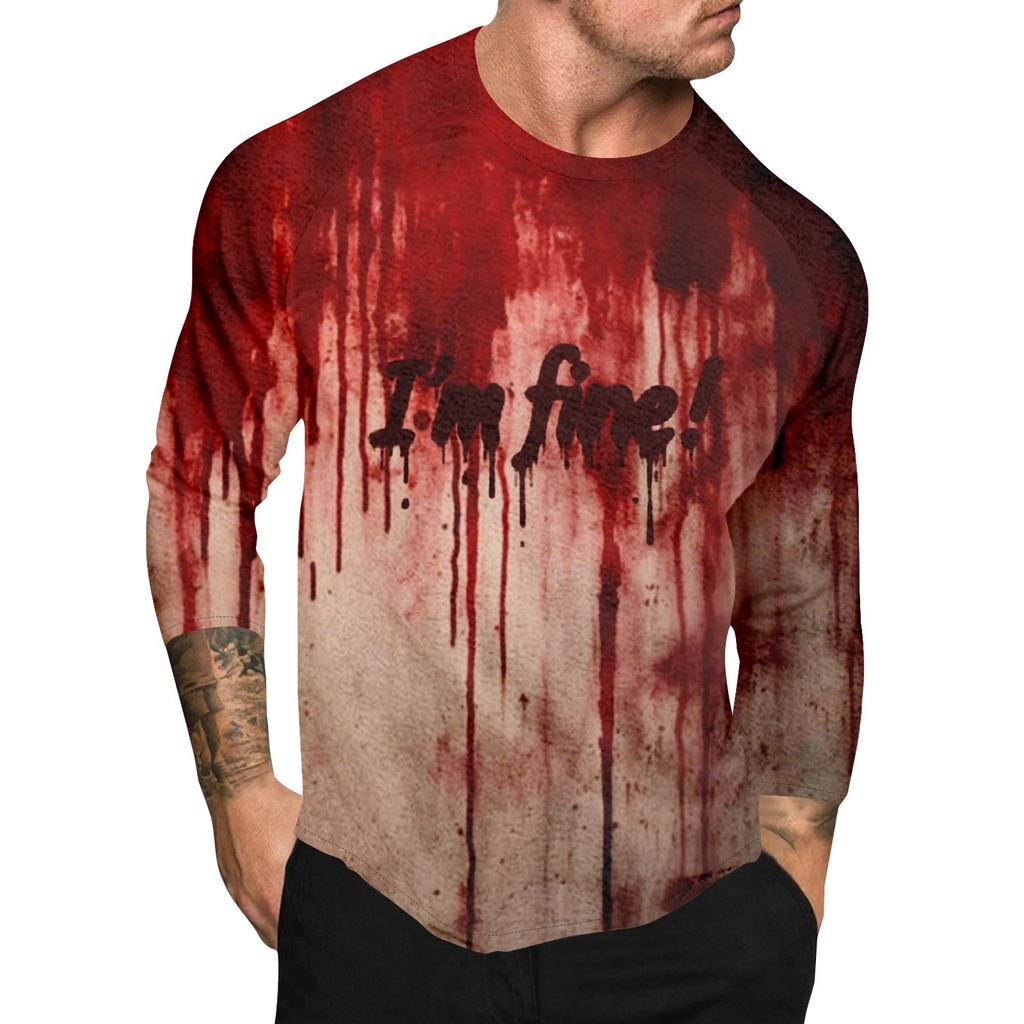 Halloween Print Raglan Sleeve Men's Long Sleeve Top
