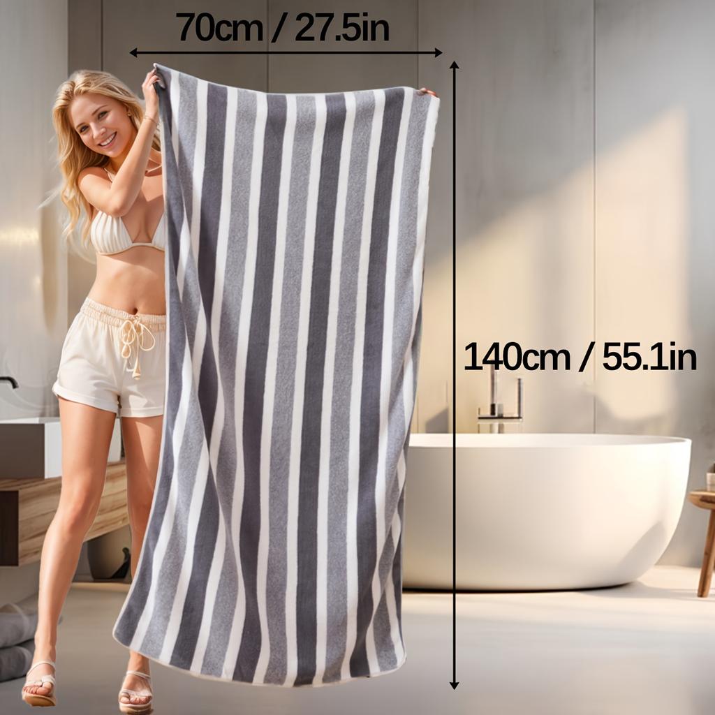 70x140 Striped Bath Towel Soft Absorbent Microfiber Face Washing Home Soft Thickened Coral Velvet Bath Towel