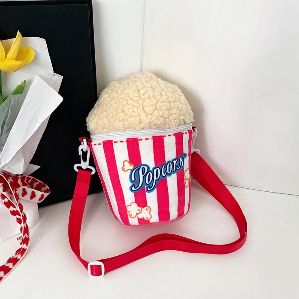 Cute Vintage Popcorn Bucket Bag Portable Casual Small Popcorn Sling Bag Adjustable Strap Versatile Coin Purse
