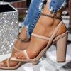 Woman Large Size New Summer Heel Shoes Thick Heels Miss Sandals 7CM Square Head Minimalist Design Fashionable and Versatile