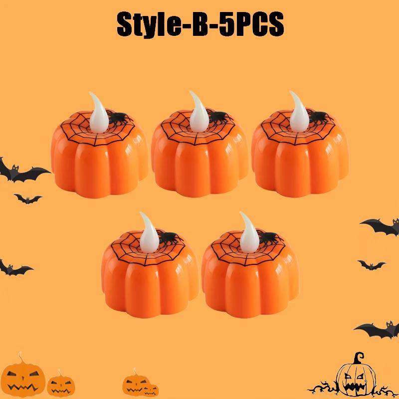 Halloween Pumpkin Light LED Candlestick Lamp Ornaments Props Happy Halloween Party Props Pumpkin Candle Light Home Decoration