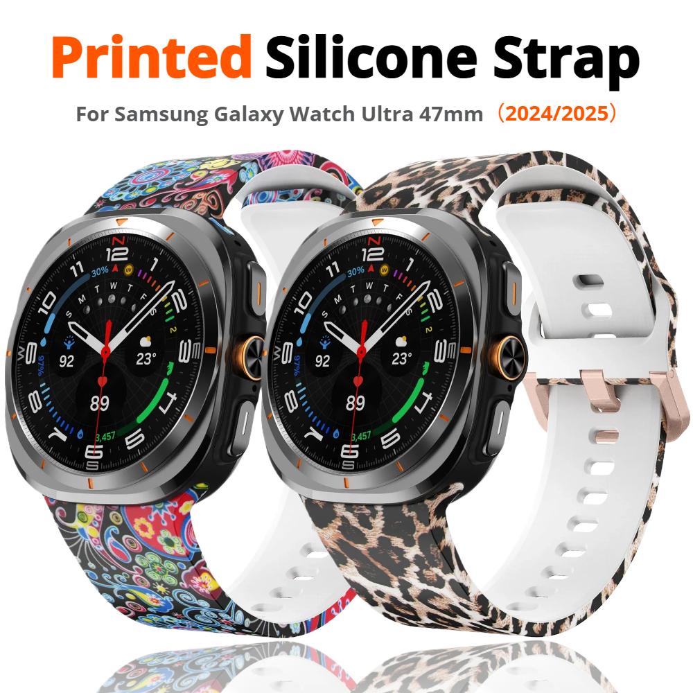 Спортивный силиконовый ремешок с принтом для Samsung Galaxy Watch Ultra 47 мм, ремешок для Galaxy Watch Ultra 47 мм 2025, браслет, ремешки для часов