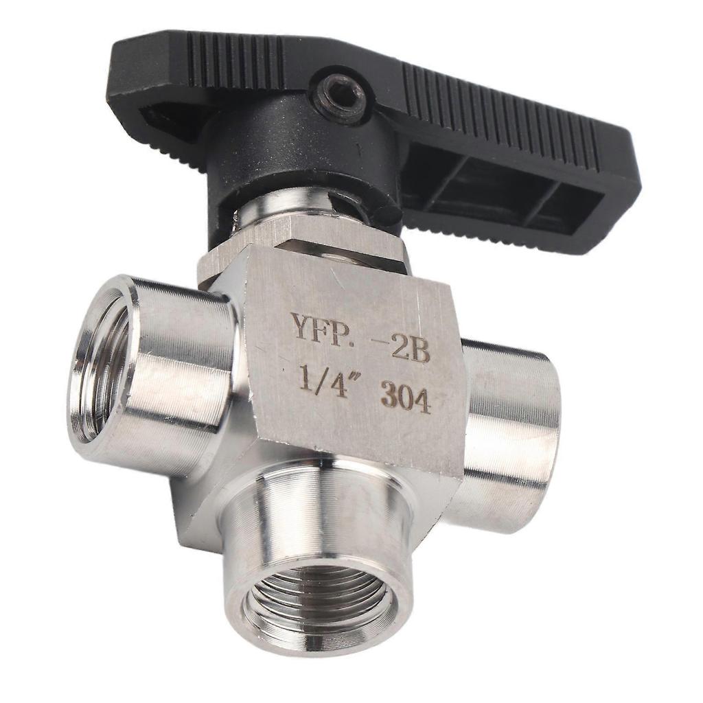 3 Way Ball Valve BSPP Female Thread Stainless Steel Valve for Water Pipe Flow ControlBSPP 1/4in