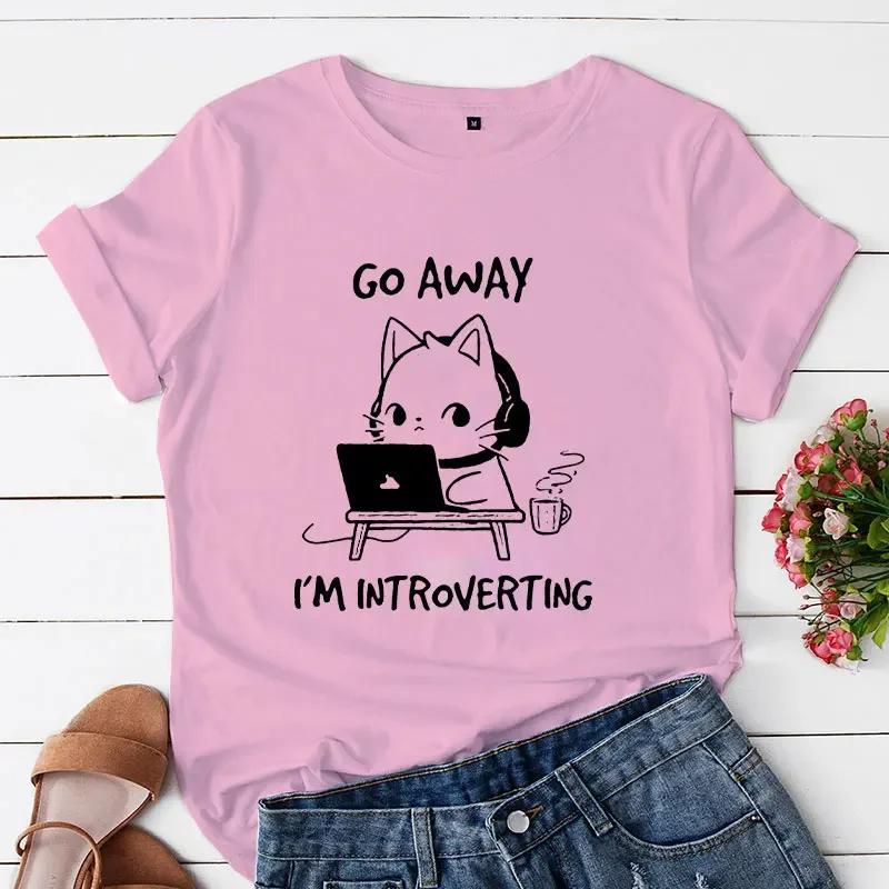 Tshirt Clothes for Unisex Ladies Tees Summer Cartoon Anime Top Tshirt Go Away Im Introverting Game Bunny Fashion Unisex Tshirt