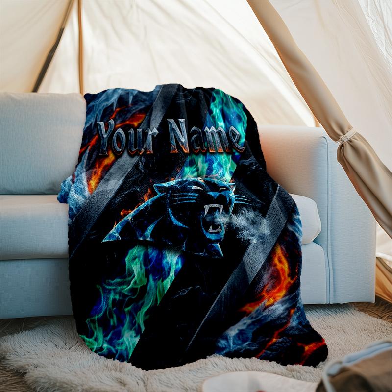 custom Name Text Flames & Helmets Theme blanket Soft Flannel Blanket Plush Throw Blanket Cozy Sofa Bed Blanket for Home Decor