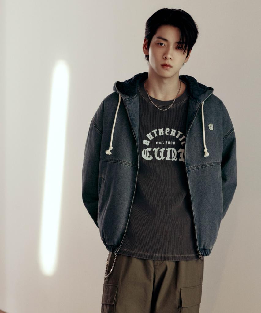 COVERNAT Ring Thread C Logo Denim Hooded Jacket Light Blue