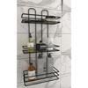Adhesive 3 Tier Bathroom Shelf Shower Shampoo Holder Wall Organizer Black