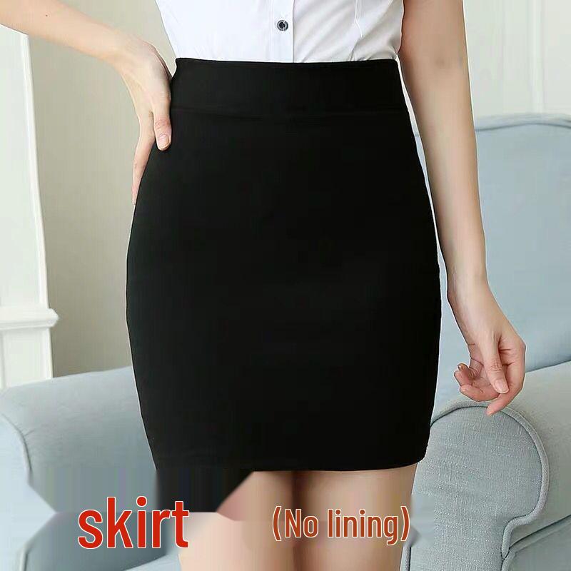 Plus Size Professional Black Midi Bodycon Skirt for Spring/Summer - OL Commute One-Step Skirt